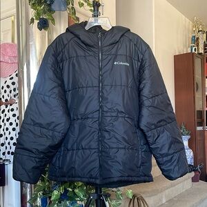 XL Columbia Charcoal Hooded Puffer Black Jacket
